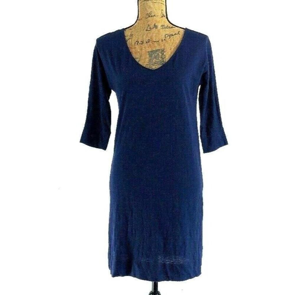 Lilly Pulitzer‎ Dress XS Navy Blue Tee Shirt Shift 3/4 Dolman Sl Casual Washable